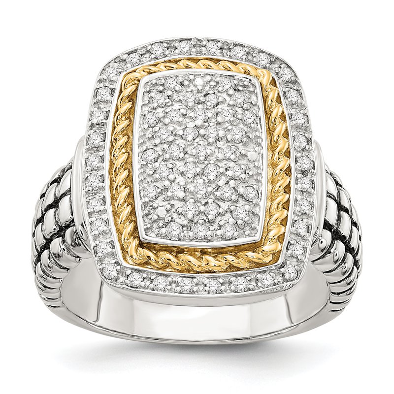 Sterling Silver with 14K Accent Diamond Ring