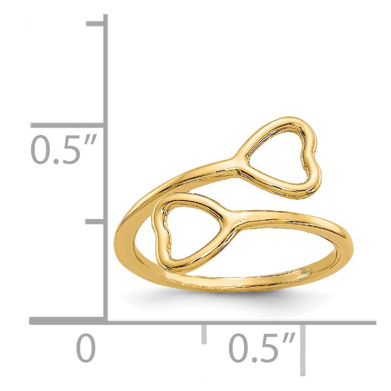 14k Double Heart Toe Ring