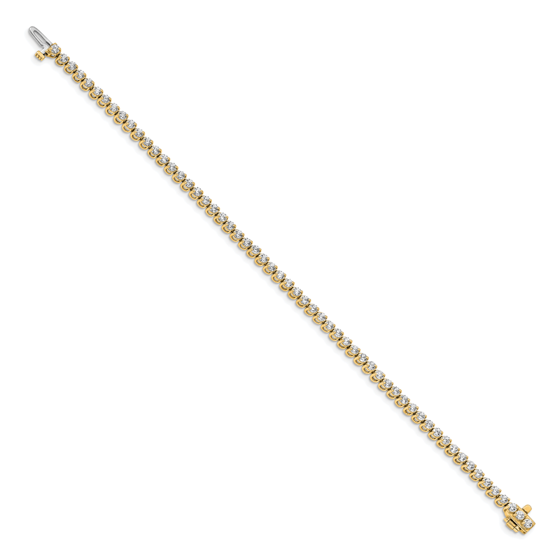 14k Complete 2.9 carat Round AA Diamond 2-prong 7 inch Tennis Bracelet