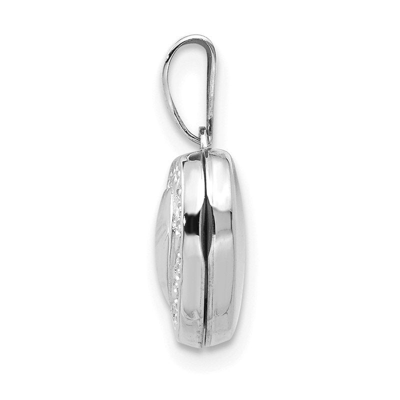 14k White Gold Scroll Border 10mm Heart Locket