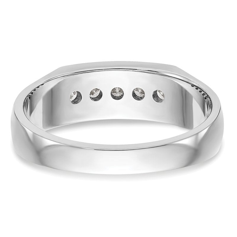 14K White Gold Men's 1/3 carat Lab Grown Diamond VS+ F+ Complete Channel Five Stone Band
