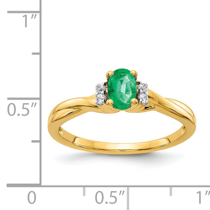 14k Diamond and Oval Emerald Ring