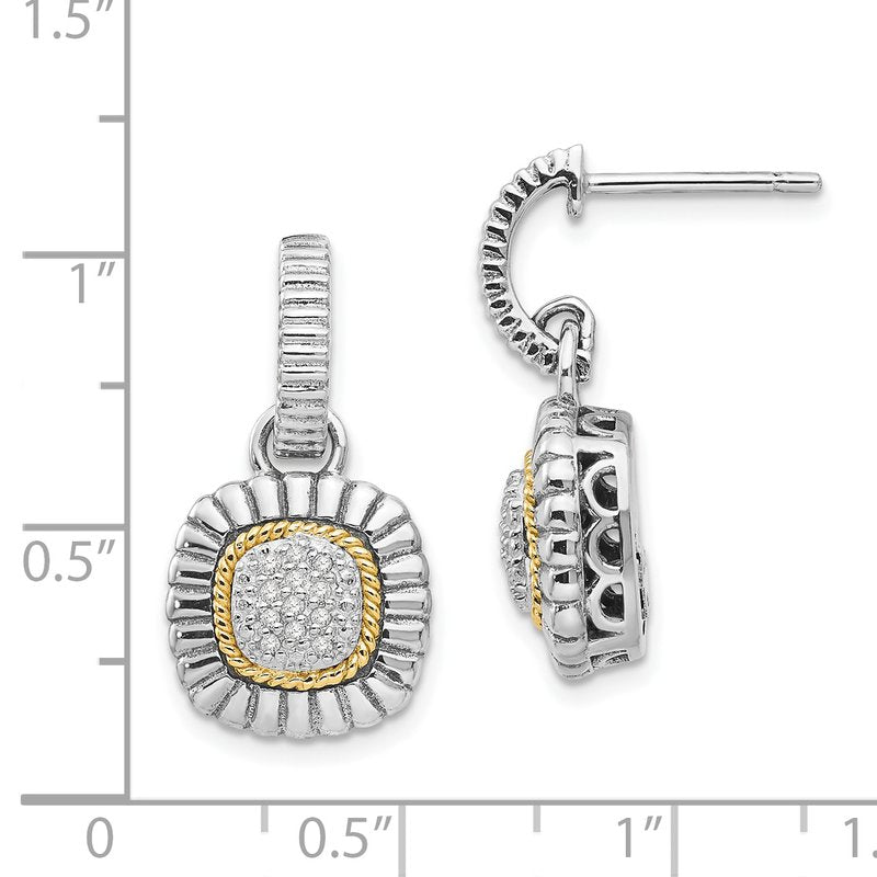 Sterling Silver with 14K Accent Diamond Dangle Post Earrings