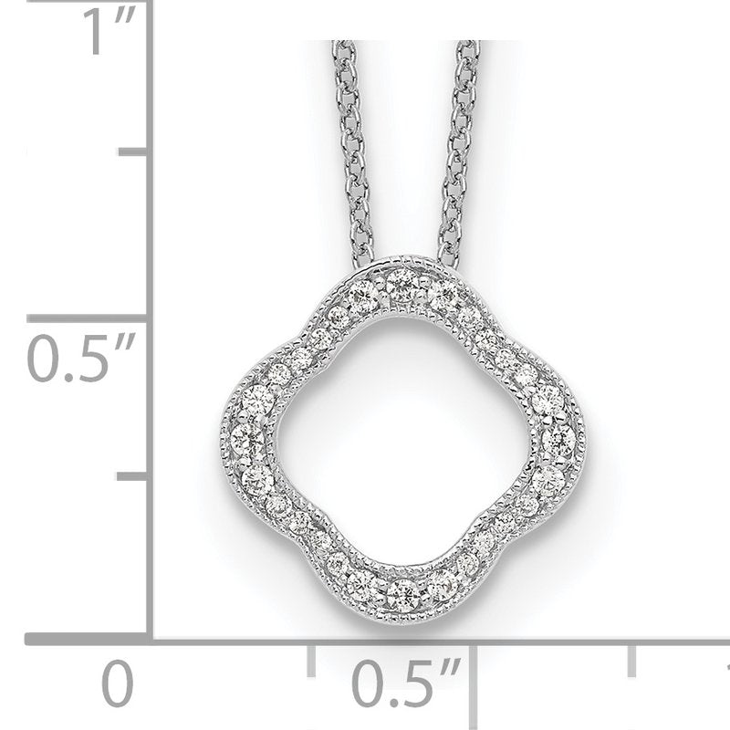 14K White Gold 1/6 carat Lab Grown Diamond VS+ F+ 18 in Complete Quatrefoil Floral Necklace