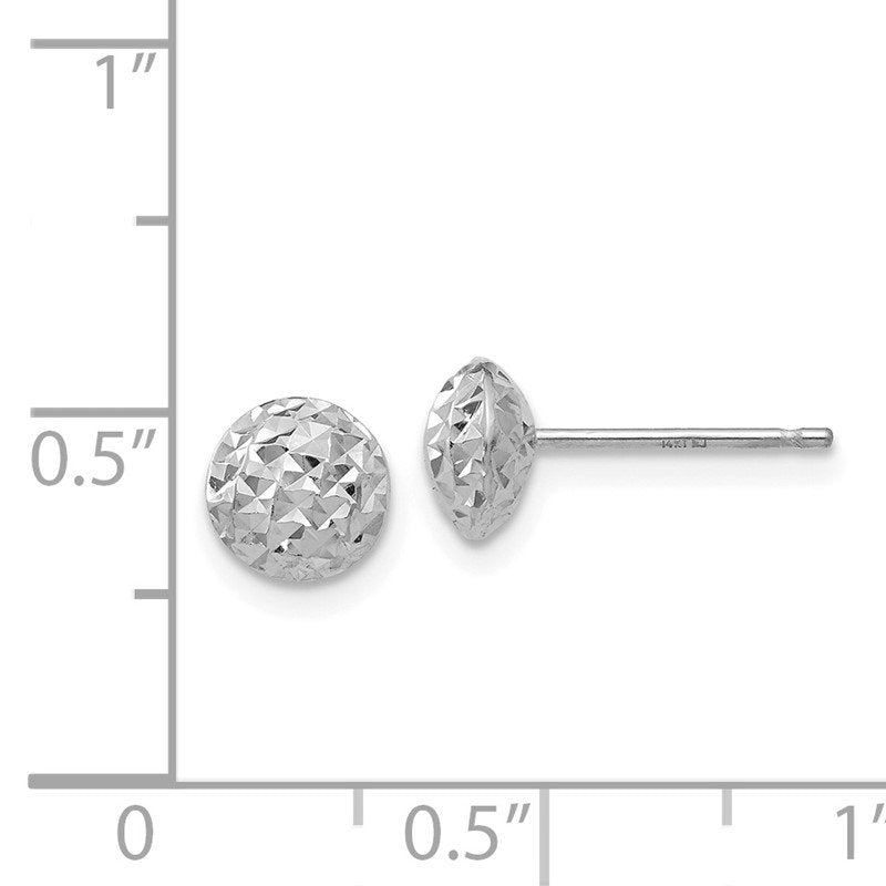 14K White Gold 6mm Circle Puff Post Earrings