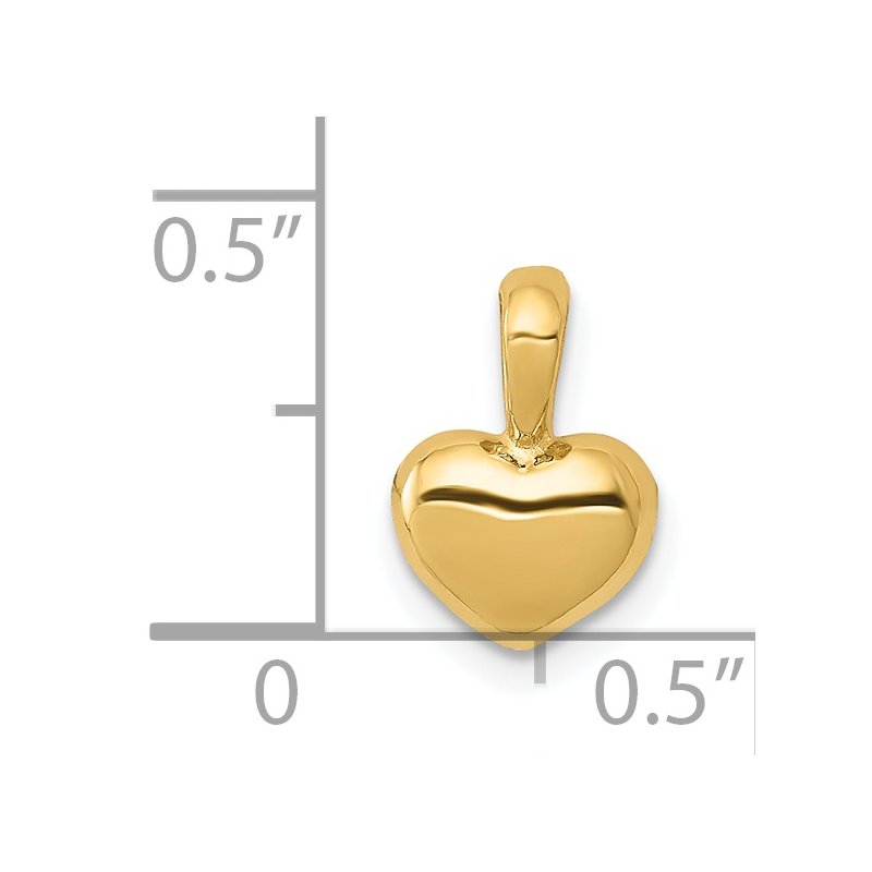 14K Polished Domed Concave Back Heart Charm
