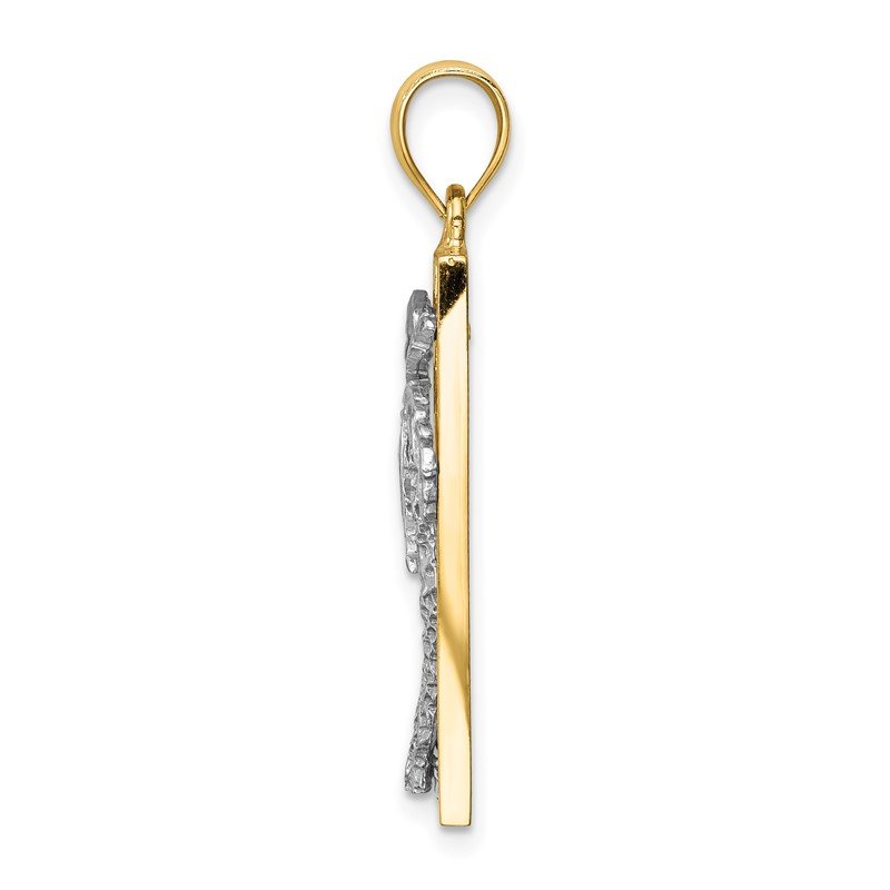 14K Two-tone Palm Tree in Frame Pendant