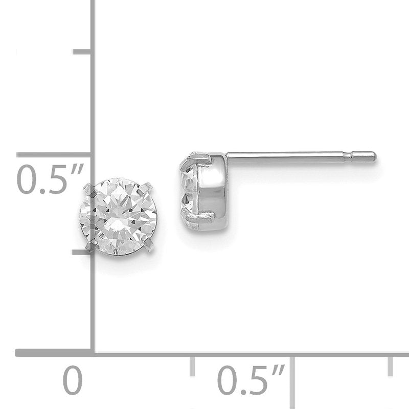 14k White Gold CZ Stud 5.0mm Earrings