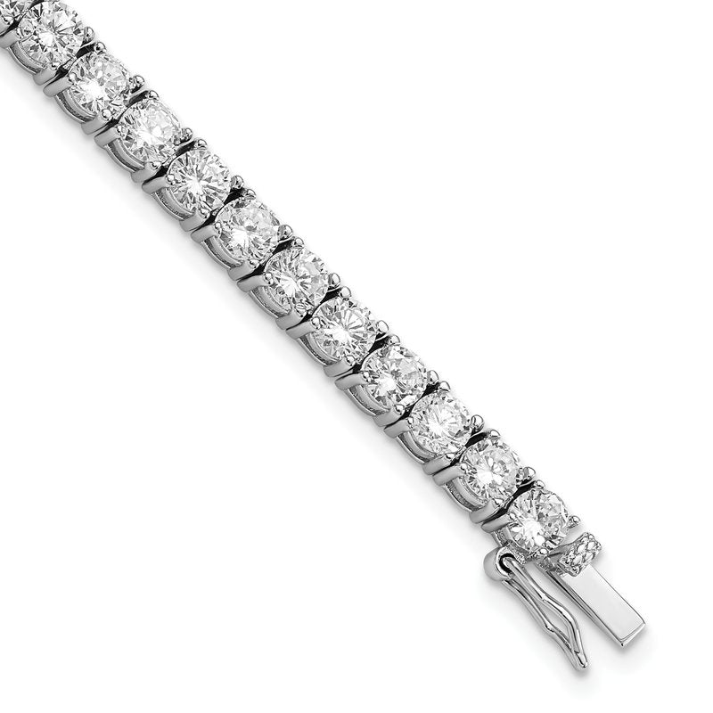 Sterling Silver Rhodium-plated Brilliant-cut CZ 7.25 Inch Tennis Bracelet