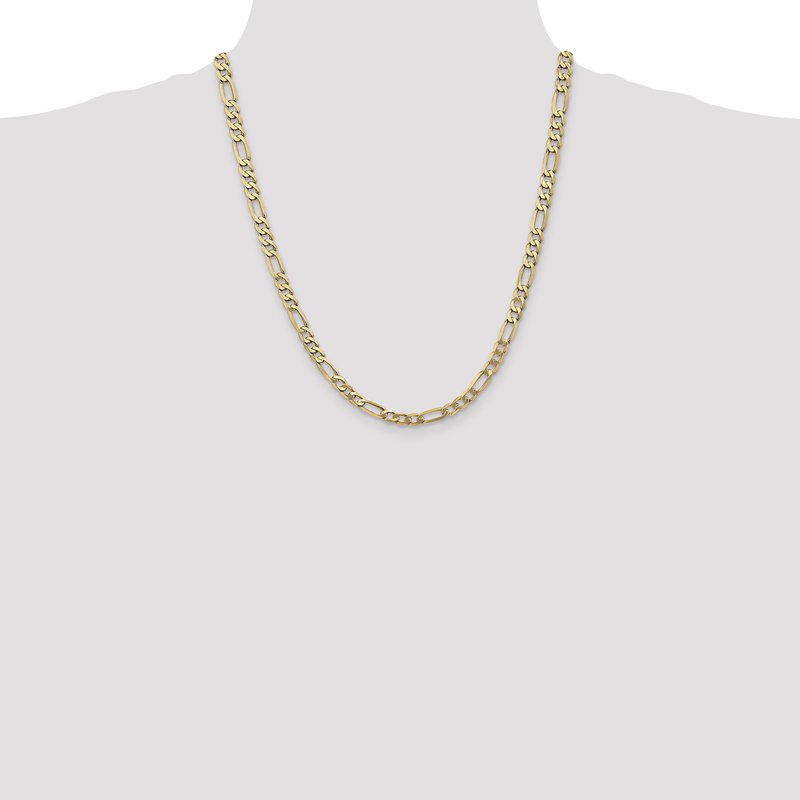14K 26 inch 5.25mm Flat Figaro with Lobster Clasp Chain