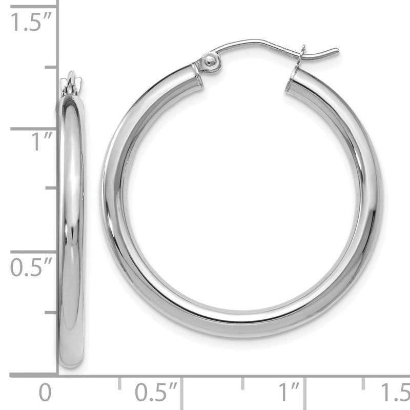 14K White Gold Polished Hoop Earrings