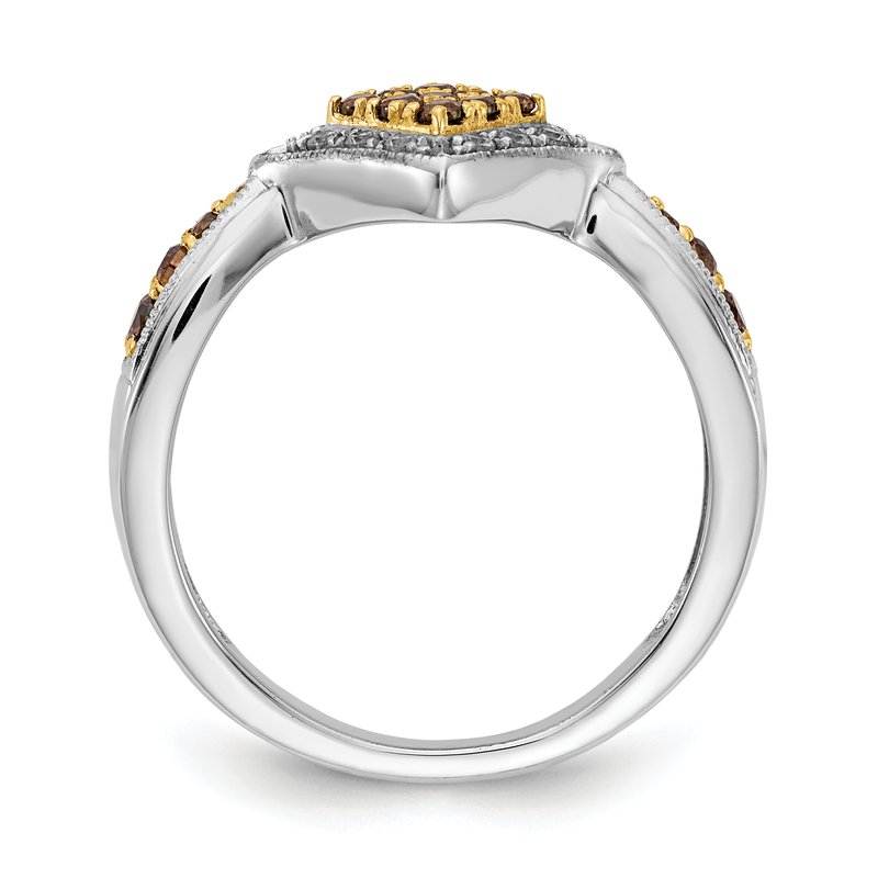 14k White w/Yellow Rhodium White and Champagne Diamond Ring