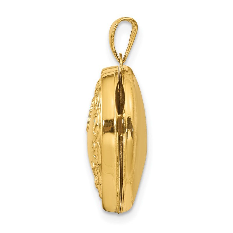 14k Domed Heart Border 18mm Heart Locket