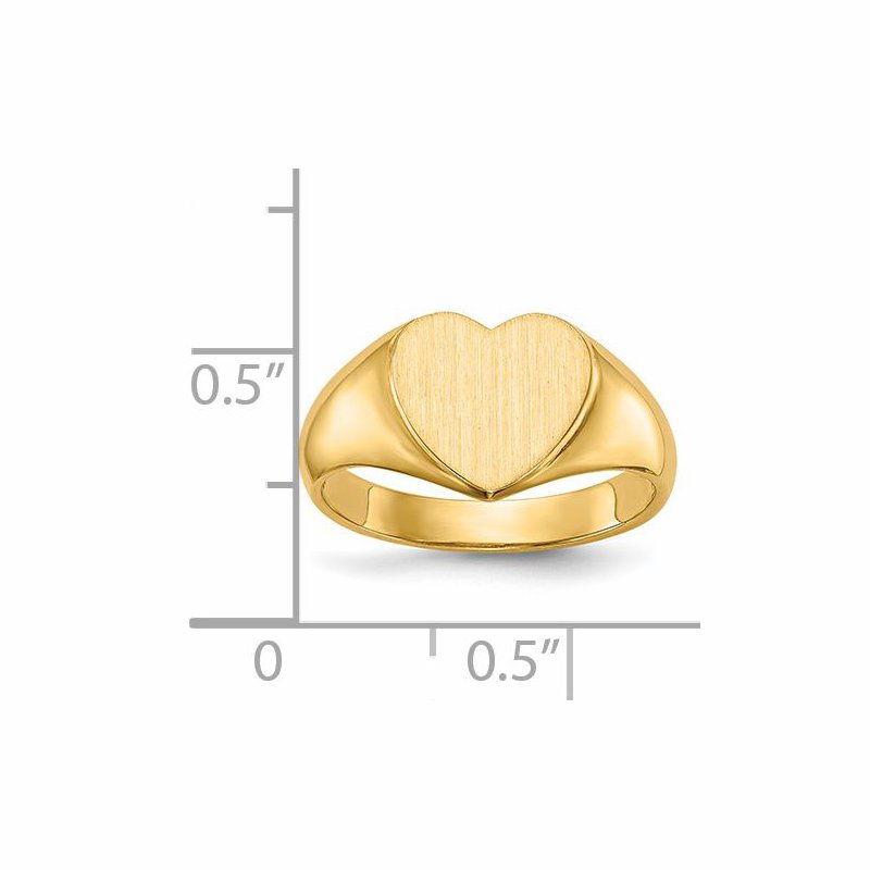 14k 9.5x9.5mm Open Back Heart Signet Ring
