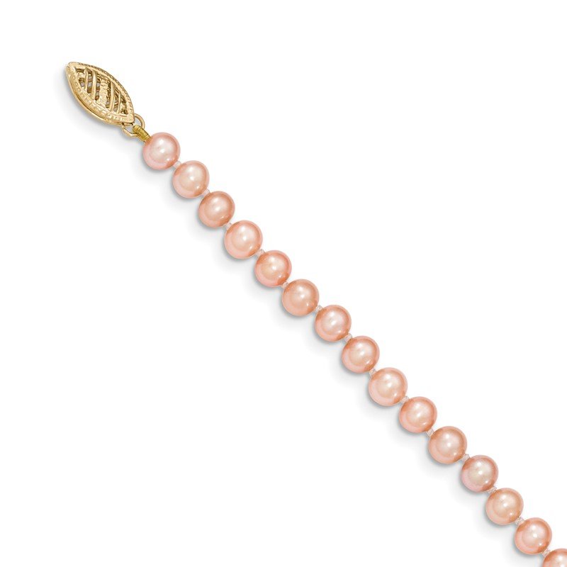14k 4-5mm Pink Near-Round Freshwater Cultured Pearl 16 inch Necklace