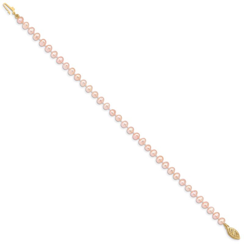 14k 4-5mm Pink Near-Round Freshwater Cultured Pearl 16 inch Necklace