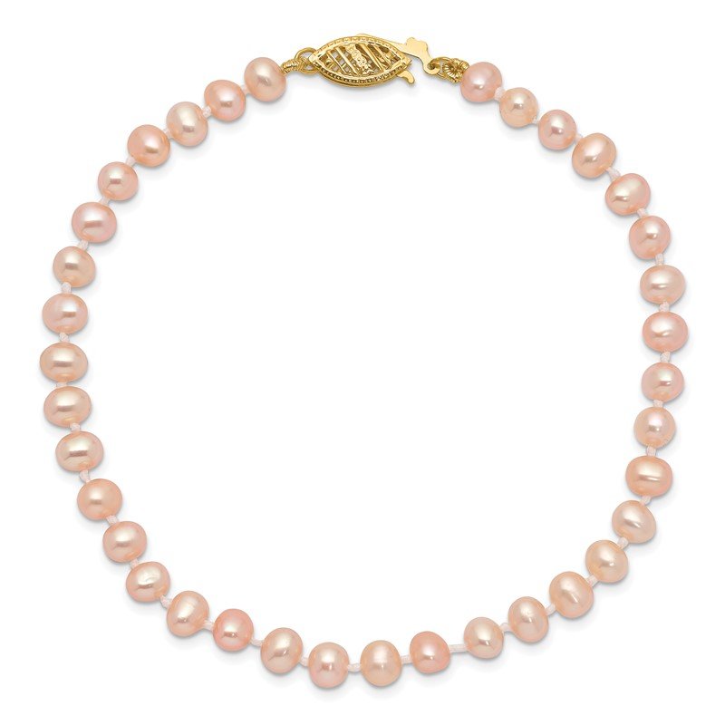 14k 4-5mm Pink Near-Round Freshwater Cultured Pearl 16 inch Necklace