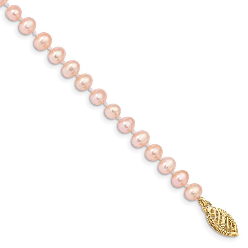 14k 4-5mm Pink Near-Round Freshwater Cultured Pearl 16 inch Necklace