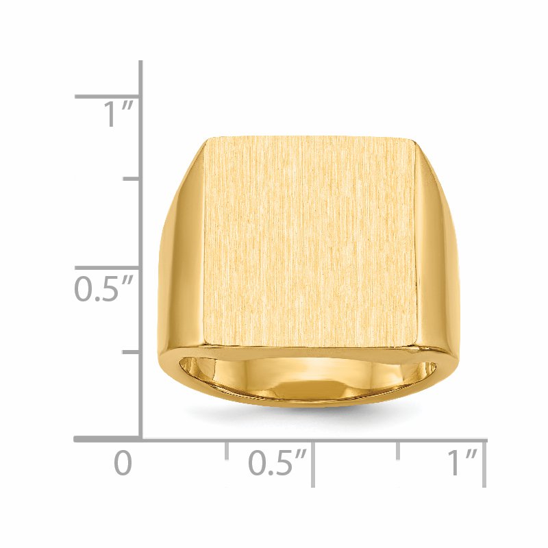 14k 16.5x17.5mm Closed Back Mens Signet Ring