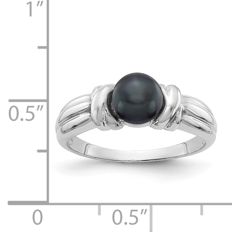 14k White Gold 6mm Black FW Cultured Pearl ring