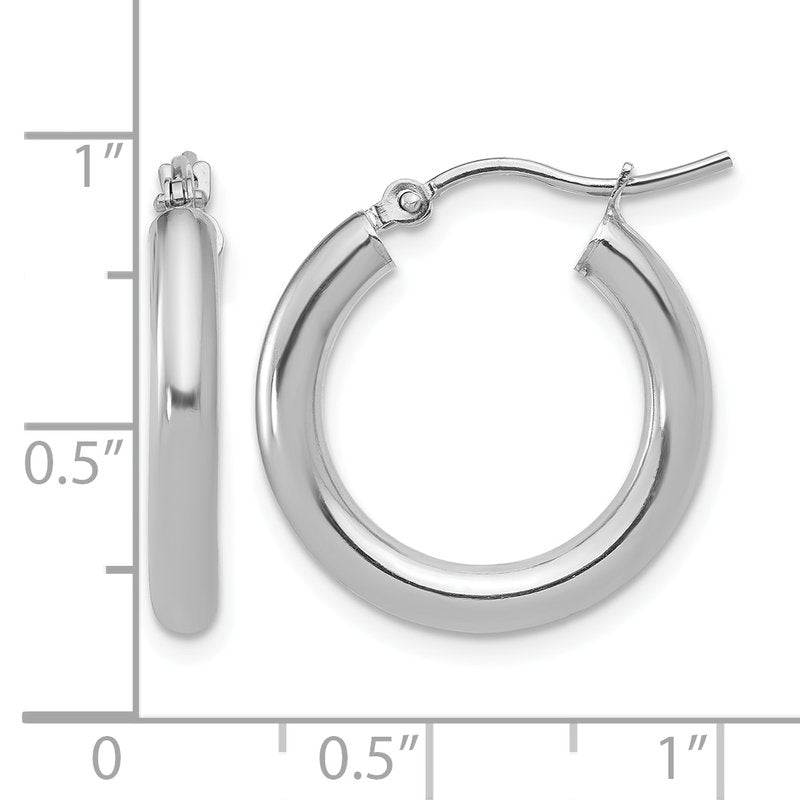 10K White Gold Polished Hinged Hoop Earrings