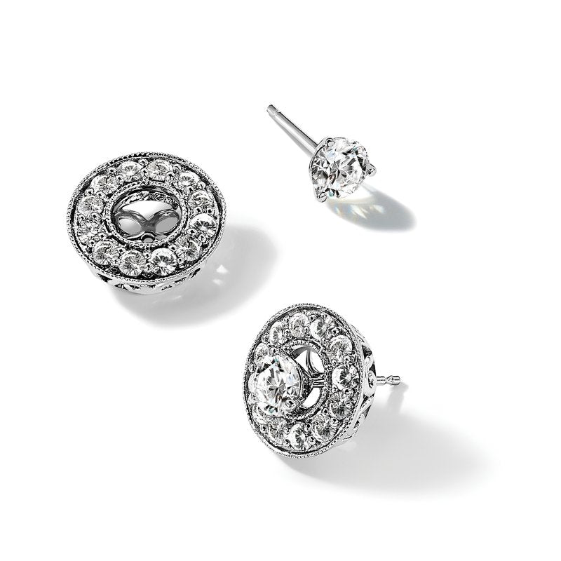 14K White Gold 1/2 carat Lab Grown Diamond VS+ F+ for 5-5.5mm Studs Complete Earring Jackets