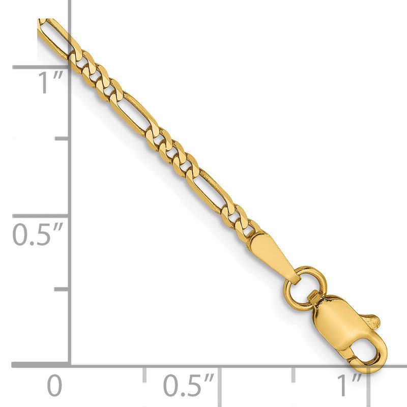 14K 1.8mm Flat Figaro Chain Anklet