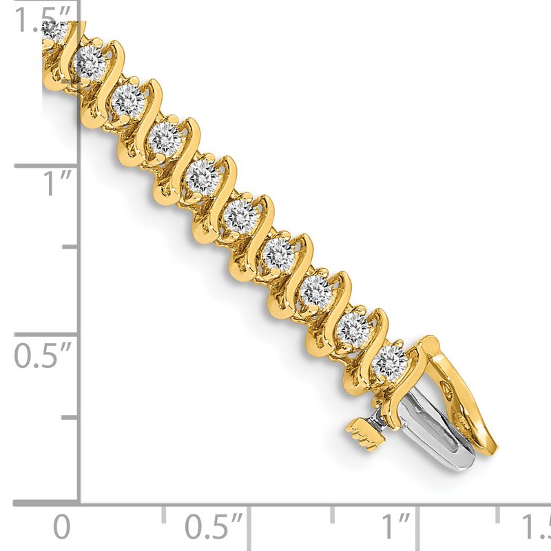 14k Complete 3.08 carat Round VS Diamond 2-prong S-link 7 inch Tennis Bracelet