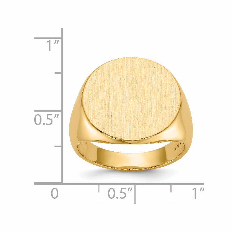 14k 18.0x17.5mm Closed Back Mens Signet Ring