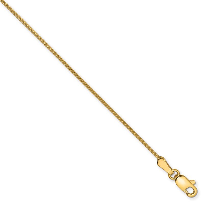 14K 10 inch 1.05mm Diamond-cut Spiga with Lobster Clasp Anklet