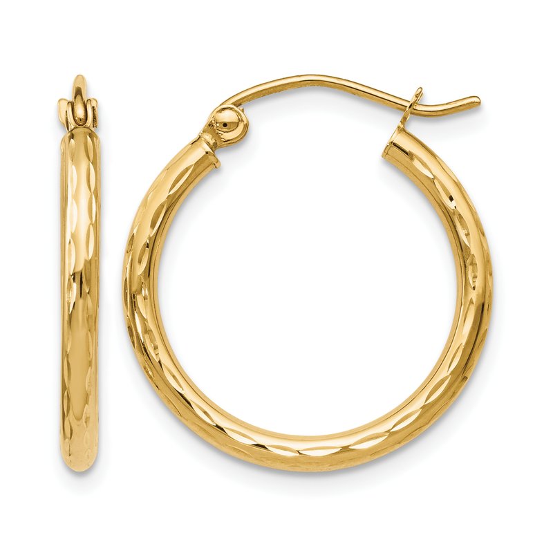 10K Textured Hinged Hoop Earrings