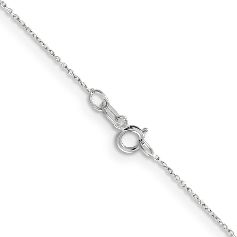 14K White Gold 14 inch .6mm Diamond-cut Round Open Link Cable with Spring Ring Clasp Chain