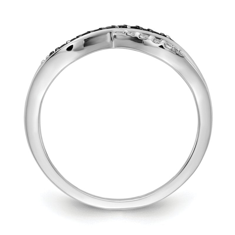 14k White Gold w/ Blue and White Diamond Crisscross Ring