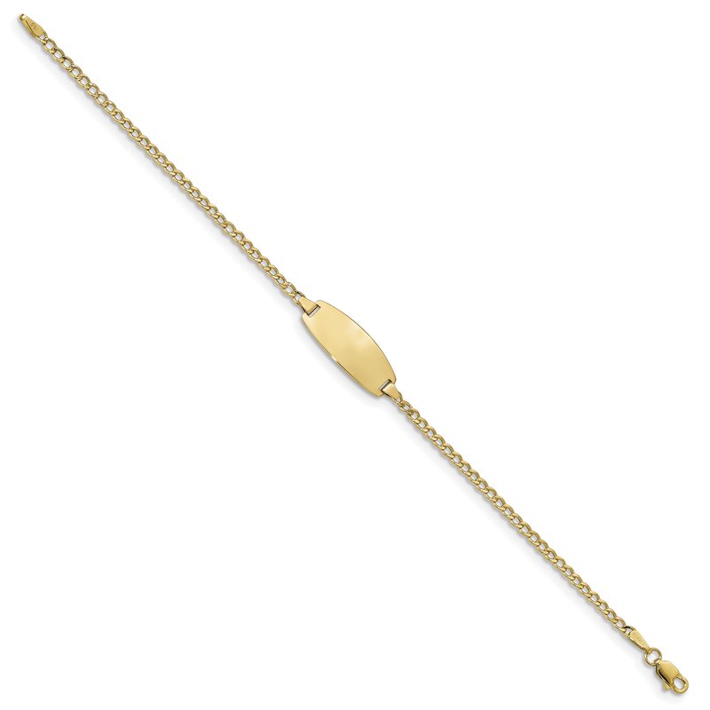 14k Polished Semi-Solid Chain/Solid Plate Curb Link Oval 18.5x8.5mm Plate 5.5 inch Baby/Child ID Bracelet