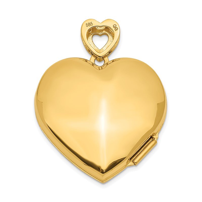 14k Diamond Vintage Filigree with Pink Fabric Interior 24mm Heart Locket