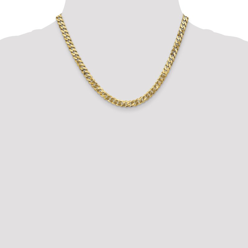 14K 26 inch 6.25mm Flat Beveled Curb with Lobster Clasp Chain