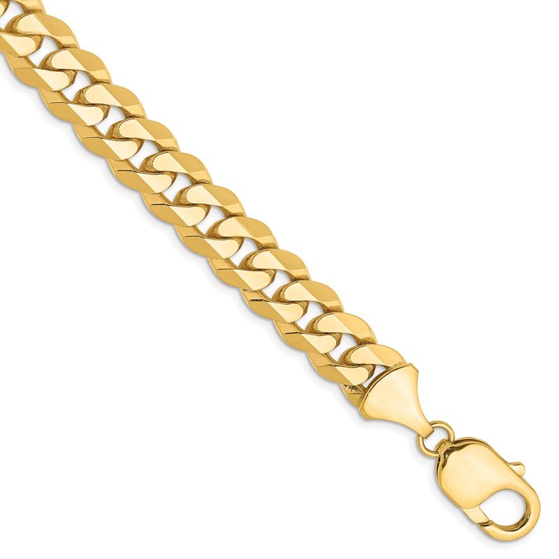 14K 26 inch 9.5mm Flat Beveled Curb with Lobster Clasp Chain