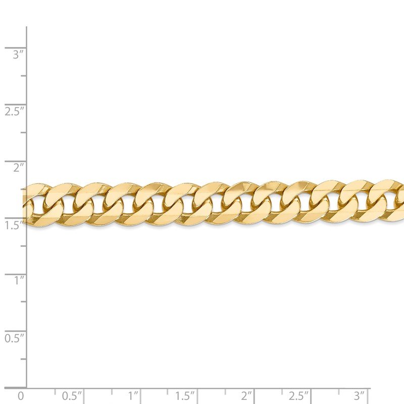 14K 26 inch 9.5mm Flat Beveled Curb with Lobster Clasp Chain