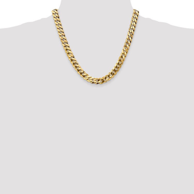 14K 26 inch 9.5mm Flat Beveled Curb with Lobster Clasp Chain