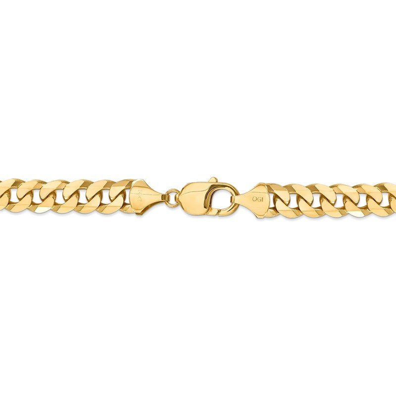 14K 26 inch 9.5mm Flat Beveled Curb with Lobster Clasp Chain