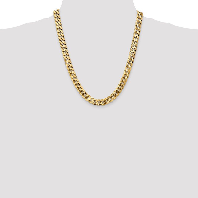 14K 26 inch 9.5mm Flat Beveled Curb with Lobster Clasp Chain