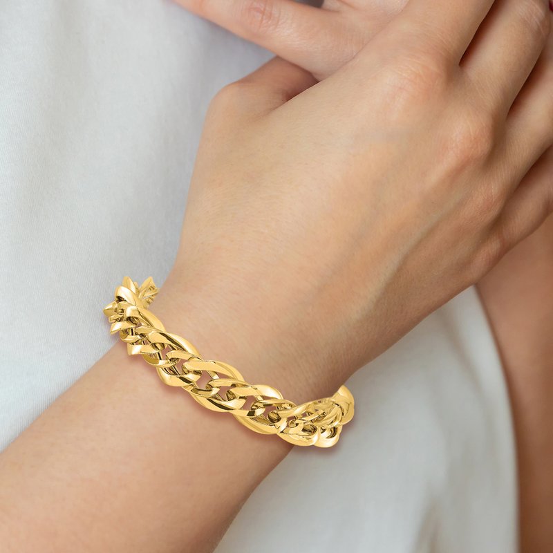 14k Polished 11.4mm Fancy Link 7.5 inch Bracelet