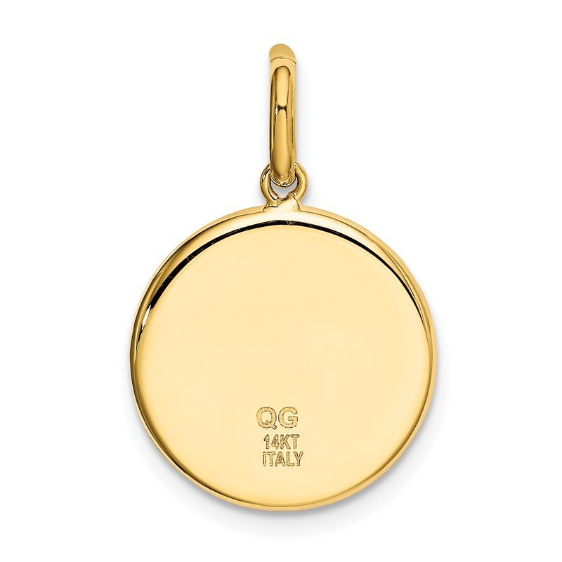 14K Polished And Satin Solid St Christopher Medal Round Pendant