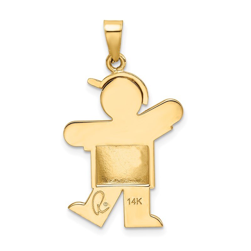 14k The Kids Puffed Boy with Hat on Left Engravable Kiss Charm