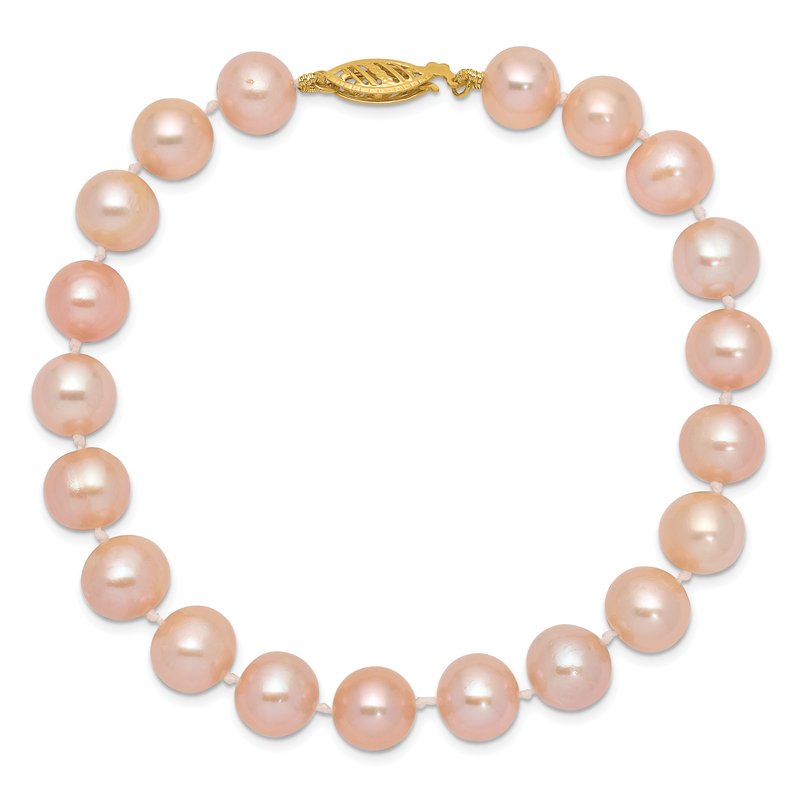 14k 8-9mm Pink Near-Round Freshwater Cultured Pearl 16 inch Necklace