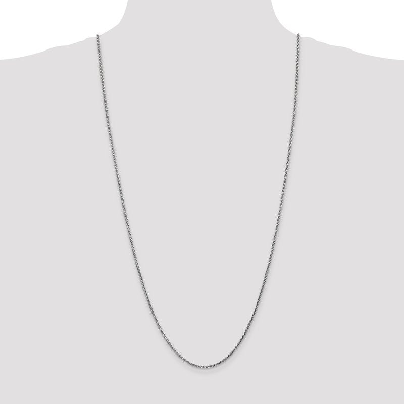 14K White Gold 16 inch 2.1mm Diamond-cut Spiga with Lobster Clasp Chain