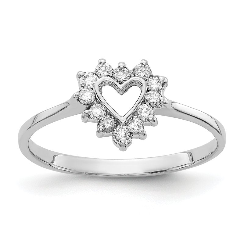 14k White Gold Polished AA Diamond ring