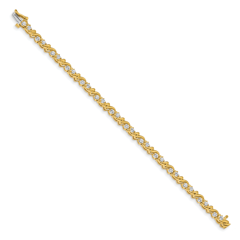 14k Complete 1.45 carat Round AAA Diamond Fancy Swirl 7 inch Tennis Bracelet