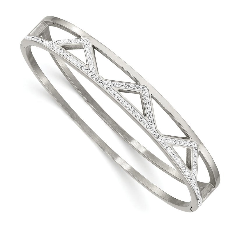 Stainless Steel Polished with Preciosa Crystal 10mm Hinged Bangle