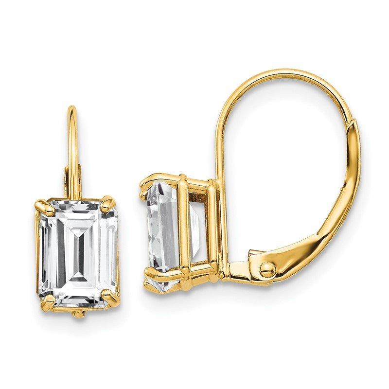 14k 7x5mm Emerald-cut Cubic Zirconia Leverback Earrings
